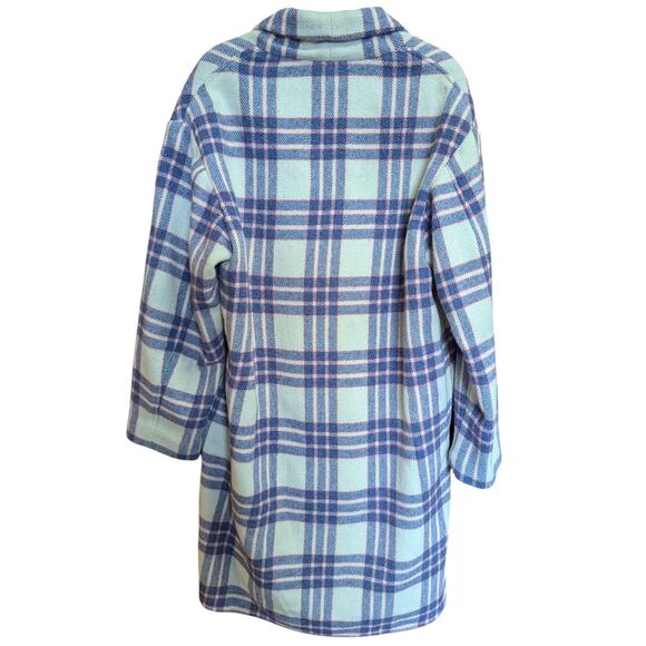 Isabel Marant Étoile Plaid Wool Coat Jacket Blue Red Cream Size 34 XS-S - Picture 3 of 6